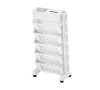 PETSOLA Étagère à roulettes Bibliothèque Mobile Tablette Rangement Porte-Livres Compartiments Multicouches PP Adaptée à Salon Chambre Cuisine Bureau, 6 Couches