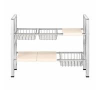 PETSOLA Étagère Télescopique Évier Polyvalent Rack Rangement Évier Morne Organiteur à Étage Paniers Grillagés pr Placard Bas, Style B