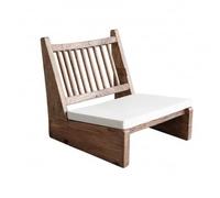 PETSOLA Fauteuil Simple Élégant Chaise Longue Faible Fauteuil de Sol Chaise Décorative Bois d'Orme Cadre Solide Dossier Classique à Lattes Assise Inclinée