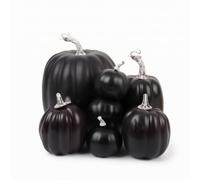 PETSOLA Festival Display Prop Citrouilles Artificielles Décorations Courges Faux Potiron Ensemble Mousse Texture Réaliste et Aspect Rustique Formes Variées , Noir , Ensemble De 7 Citrouilles Noires