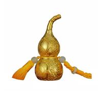 PETSOLA Figurine en Laiton Statuette Hulu Calebasse Gravure Soignée Motifs Chinois Symbole de Longévité Ornement Doré Métal Décoratif Adaptée aux Bureaux, 8CM