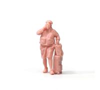 PETSOLA Figurine Réaliste Figurines Train Miniatures Réalistes Petits Personnages Peints pour Diorama, Figurine Miniature en Résine Blanche D Un Passager en Surpoids Au Téléphone, Échelle 1/64