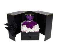 PETSOLA Fleurs Stabilisées Roses, Cadeau avec Un Adorable Ourson, Fait Main, Amour, Cadeau Romantique pour La Fête des Mères, épouse, Maman, StyleB