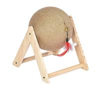 PETSOLA Griffoir pour Chat avec Support en Bois, Clochette et Plume : Jouet Interactif Polyvalent pour Garder Les Chats en Forme et Protéger Les Meubles.