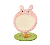 PETSOLA Griffoir Rond Compact Griffoir sur Base Vert Jouet Chat à Billes, Rose, Lapin