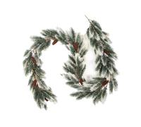 PETSOLA Guirlande de Noël Réaliste en Vigne Verte, Décoration de Noël Rustique, Plante Artificielle, Guirlandes de Noël pour La Porte D'entrée de La, Flocked Green W Cone