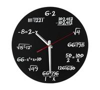 PETSOLA Horloge Murale Mathématique Silencieuse Originale avec Éléments Formules Décoration Artistique Panneau Densité Adaptée pour Enseignant Bureau Chambre, Style B
