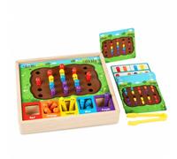 PETSOLA Jeu Correspondance s Pinces pour Enfants Plateau en Bois Thème Ferme Trous Compartiments Colorés pour Mocité Fine Caau pour Jeu Éducatif Partagé
