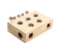 PETSOLA Jouet Interactif en Bois Robuste Compact pour Chatons, Appartement, Salon, Modèle Amélioré De Jeu De Type Tape-Taupe avec Huit Trous