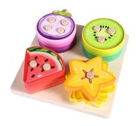 PETSOLA Jouet Tri avec Colonnes Adapté pour Petites Mains Jouet D'empilage Sensoriel Jeu D'encastrement pour Tout-Petits, Bébés, Crèche, Empileur De Fruits en Bois