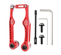 PETSOLA Kit de Freins en Aluminium pour VTT et BMX, Comprenant Leviers D'étrier, Plaquettes et Câbles. Robuste et Adapté Aux Trajets Quotidiens, Rouge 126x60.8mm