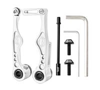 PETSOLA Kit de Freins en Aluminium pour VTT et BMX, Comprenant Leviers D'étrier, Plaquettes et Câbles. Robuste et Adapté Aux Trajets Quotidiens, Argent 109x42.8MM