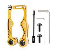 PETSOLA Kit de Freins en Aluminium pour VTT et BMX, Comprenant Leviers D'étrier, Plaquettes et Câbles. Robuste et Adapté Aux Trajets Quotidiens, Or 109x42.8MM