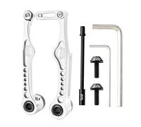 PETSOLA Kit de Freins en Aluminium pour VTT et BMX, Comprenant Leviers D'étrier, Plaquettes et Câbles. Robuste et Adapté Aux Trajets Quotidiens, Argent 126x60.8mm