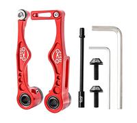 PETSOLA Kit de Freins en Aluminium pour VTT et BMX, Comprenant Leviers D'étrier, Plaquettes et Câbles. Robuste et Adapté Aux Trajets Quotidiens, Rouge 109x42.8MM