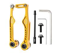 PETSOLA Kit de Freins en Aluminium pour VTT et BMX, Comprenant Leviers D'étrier, Plaquettes et Câbles. Robuste et Adapté Aux Trajets Quotidiens, Or 126x60.8mm