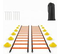 PETSOLA Kit D'entraînement D'agilité Complet Échelle Rythme avec Coupelles Plat Équipement pour Sportifs, Gymnase, Orange