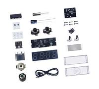 PETSOLA Kit D'Horloge Numérique Horloge Intelligente de Bureau Thermomètre de Météo Projet de Bricolage Éducatif en PP Adapté pour Le Bureau à, avec Couverture