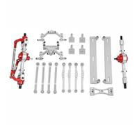 PETSOLA Kit Ponts Avant et Arrière Réglable Ensemble Pièces Rouge Métallique RC Haute Précision Châssis Métallique RC pour Mise à Niveau, Réparation, Argent