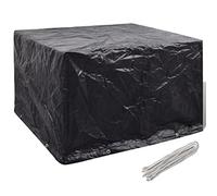 PETSOLA Kstyhome Housse de Protection Mobilier Jardin Résine Tressée | Housse de Salon de Jardin Imperméable 8 œillets 135 x 135 x 90cm Noir