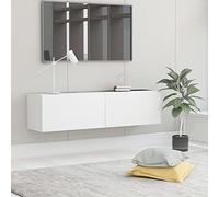 PETSOLA Kstyhome Meuble TV Suspendu Meuble TV de Salon Mural Blanc 120x30x30 cm Aggloméré