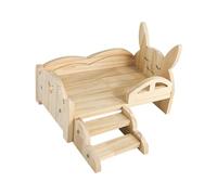 PETSOLA Lit en Bois pour Cobayes, Petits Animaux, avec Marches, Abri pour Jouer, Dormir et Se Cacher, Idéal pour Les Chinchillas et Les Hérissons, Grand Lapin