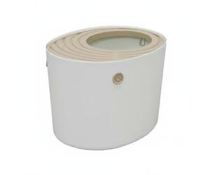 PETSOLA Litière pour Chat Fermée Bac à Litière Coffret Maison de Toilette Accès Supérieur Contre Le Débordement en Plastique Adaptée aux Intérieurs Compacts Salons Soins Journaliers, Blanc, Petit