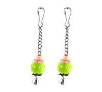 PETSOLA Lot de 2 Jouets pour Oiseaux de Compagnie : Balles Colorées et Amusantes avec Clochette pour Conures, Inséparables, Cacatoès et Pinsons. Idéal pour Ca, Vert
