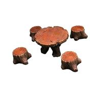 PETSOLA Lot de 5 Figurines de Souches de Jardin, Mini-souches d'arbre Féeriques, Tabouret et Chaise, Ensemble Miniature de Table et Chaises pour La Décora