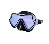 PETSOLA Lunettes de Natation Lunettes Masque Visière Plongée Antibuée Étanche Champ Panoramique Joints Doublés Silicone Moulé Sangle Sécurisée Verre Trempé , Bleu Galvanisé Haute Définition