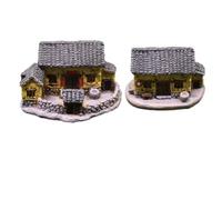PETSOLA Maison Miniature avec Jardin Féerique Maisonnette Petit Décoration pour Collectionneurs, Jaune
