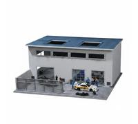 PETSOLA Maquette d'Usine 1 64 Diorama Industriel Miniature Bâtiment Atelier Entrepôt avec Éclairage Base PVC Réaliste Fenêtres et Zone Clôturée Adaptée aux