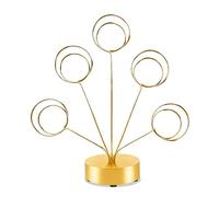 PETSOLA Mémo Porte-photos Arbre Famille Porte-notes Rond Bois Métal Base Solide Fonction Ajustable Convient pour Bureau Maison Décoration Cadeau Fête, or
