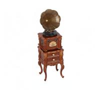 PETSOLA Mini Phonographe Miniature Vintage Gramophone Décor Ornement Maison de Poupée Accessoire Collection avec 3 Chansons Intégrées Matériau Autre Adapté Étagère Bureau Cabinet Décor Nostalgique