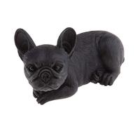 PETSOLA Ornement De Figurine De Bouledogue Français en Résine Artisanale Créative pour Voiture/Bureau/Bibliothèque - Noir couché