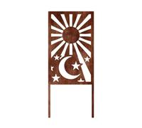 PETSOLA Paravent Extérieur En Métal | Finition Rillée Vieillie, Résistant pr Intempéries, Panneau écran occultant Motif Ajré, pr Terrasse, DCW260423022
