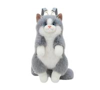 PETSOLA Peluche Chat Poupée Sac à Dos Peluche Chat Doudou Sac Bandoulière Jouet à Surface Duveteuse et Détail Dentelle Maintien Confortable Rangement Sécurisé, Array, Gris Sans Nœud Papillon, 50cm