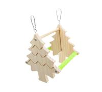 PETSOLA Perchoir Miroir Double Face pour Cage de Perroquet, Accessoire de Mâchouillage, Décoration Créative, Balançoire en Bois pour Perruche.