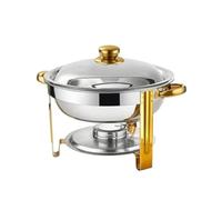 PETSOLA Plat Chauffant Rond 4,5 L Finition Réchaud Support à Trois Pieds Robuste Chafing Dish pr Événemen Traités, Brunchs, Or