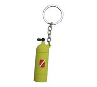 PETSOLA Porte-clés Bouteille Plongée Miniature Support Clés Acier Inoxydable PVC Design Original pour Clés Orner Portable Utilisation Quotidienne Fans, Jaune