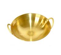 PETSOLA Pot à Fondue Chinoise Base En Cuivre Polie Marmite à Hot Pot Robuste Ustensile Cuisson pr Familles, Réunions entre, 24 Cm
