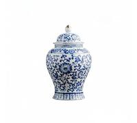 PETSOLA Pot à Gingembre Chinois Grande Capacité Pot à Gingembre En Porcelaine Fait Main Récipient de Rangement En Céramique pour Cuisine, Bureau, Lotus Bleu Blc No-2
