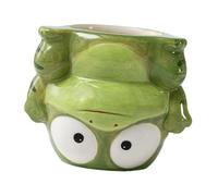 PETSOLA Pot de Fleurs en Céramique en Forme d'animal, Vase, Support pour Plantes, Idéal pour Une Pendaison de Crémaillère, Une Chambre D'intérieur Ou, Grenouille 10x9.7x8.3cm