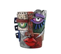 PETSOLA Pot de Plantes Abstrait Pot Vase Sculpture Visage en Résine avec Détails de Visage en Relief Texture Fait Main Artistique Convient aux Séjours Espaces, Pot De Fleurs Abstrait Maya
