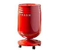PETSOLA Poubelle à Roulettes avec Couvercle Bac Double Compartiment Spacieux Corbeille Pivotante Amovible En PP Résistant Gestion Hygiénique Des Déchets, Rouge, M