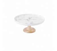 PETSOLA Présentoir à Gâteaux En Céramique Pied En Bois Polyvalent Support à Pâtisseries sur Piédestal Robuste pr Repas n, Marbre, L