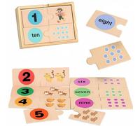PETSOLA Puzzle D'association de Nombres Peinture Non Toxique Jeu en Bois pour Apprendre à Compter Bords Lisses Tableau d'apprentissage Méthode Éducative