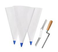 PETSOLA Sac à Joint de Carrelage Sac pour Coulis Outil pour Maçonnerie Embout pour Ciment Polyuréthane Acier Inox Utilisable pour Création Des Joints Activité, Blanc