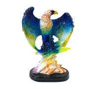 PETSOLA Sculpture Aigle Décoratif Résine Figurine Animalière sur Support Statue d'art Contemporain Objet de Collection Adaptée pour Séjour Bureau Étagère Déco, Bleu