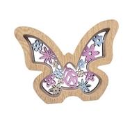 PETSOLA Sculpture Ours Silhouette Figurine Bois Animal Forêt Décoration Poétique Papillon Creusé Adaptée Pièce Bureau Cadeau, Papillon